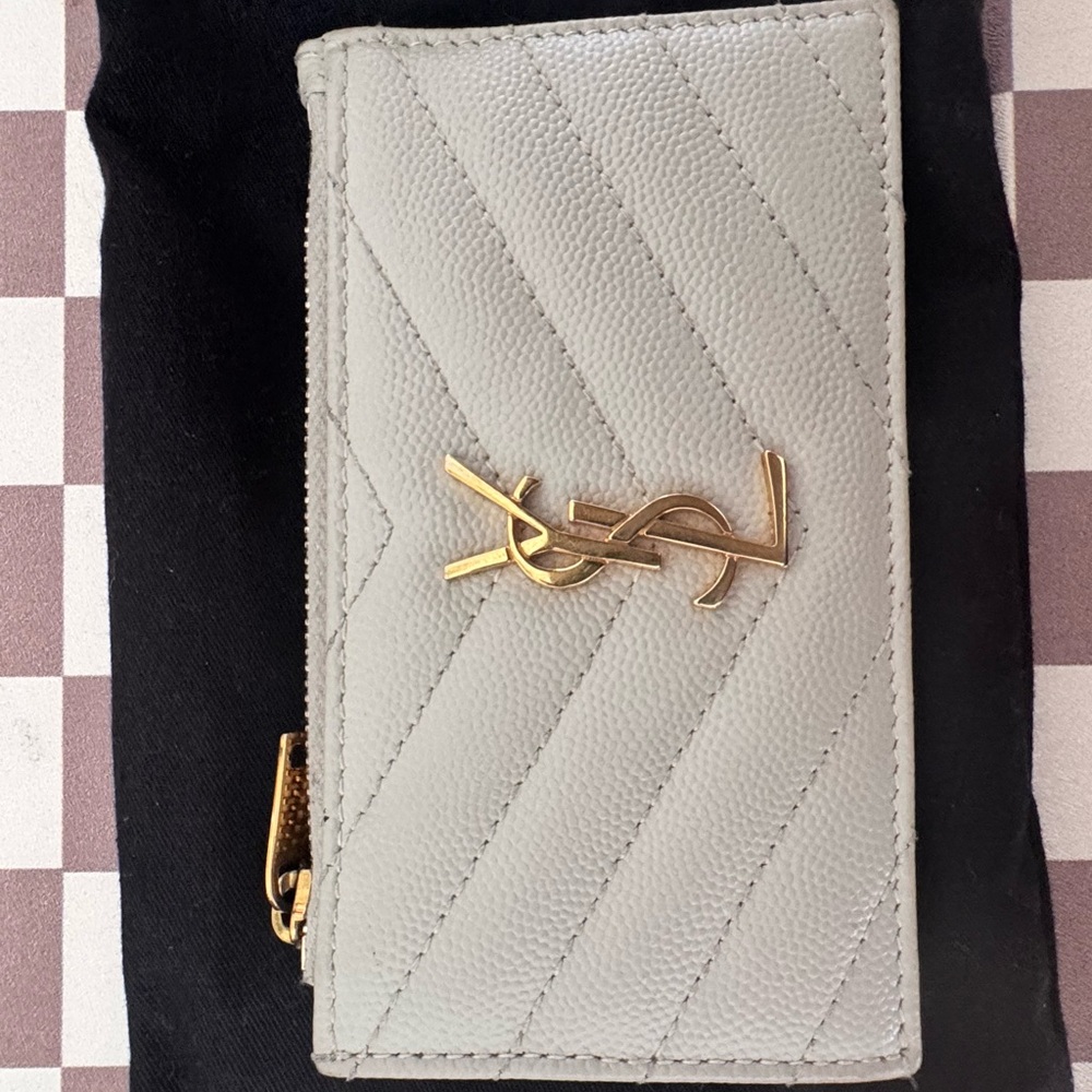YSL Cassandre Matelasse Leather Wallet with Gold Logo